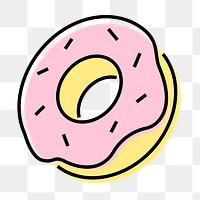 Donut food png icon, line art design, transparent background