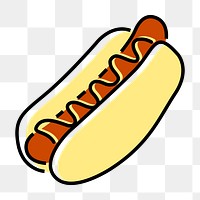 Hot dog food png icon, line art design, transparent background