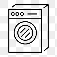 Washing machine png icon, line art design, transparent background