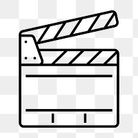 Film slate entertainment png icon, line art design, transparent background