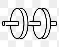 Dumb bell fitness png icon, line art design, transparent background