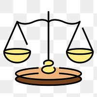 Justice scales png icon, line art design, transparent background