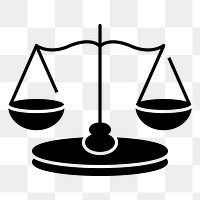 Justice scales png icon, line art design, transparent background