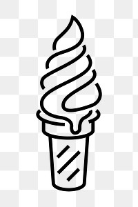 Soft serve ice-cream png icon, line art design, transparent background