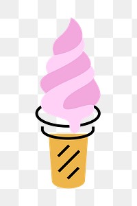 Soft serve ice-cream png icon, line art design, transparent background