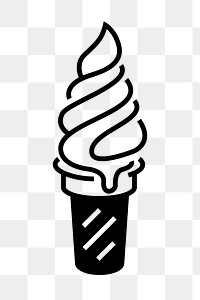 Soft serve ice-cream png icon, line art design, transparent background