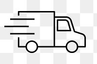 Truck delivery png icon, line art design, transparent background