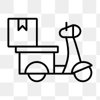 Motorcycle delivery png icon, line art design, transparent background