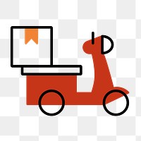 Motorcycle delivery png icon, line art design, transparent background