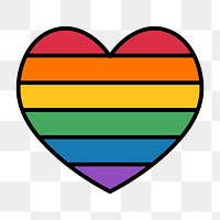 LGBTQ  flag heart png icon, line art design, transparent background