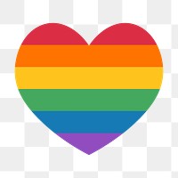 LGBTQ  flag heart png icon, line art design, transparent background