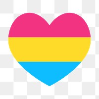 Pansexual flag heart png icon, line art design, transparent background