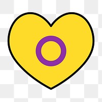 Intersex  flag heart png icon, line art design, transparent background