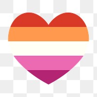 Lesbian  flag heart png icon, line art design, transparent background