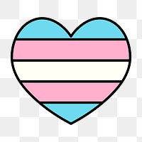 Transgender  flag heart png icon, line art design, transparent background