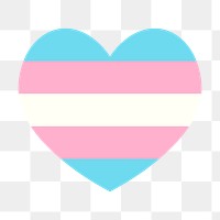 Transgender  flag heart png icon, line art design, transparent background