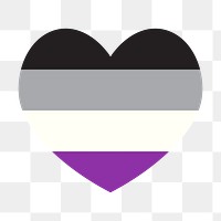 Asexual  flag heart png icon, line art design, transparent background