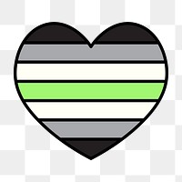 Aromantic  flag heart png icon, line art design, transparent background