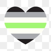 Aromantic  flag heart png icon, line art design, transparent background