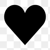 Black heart png icon, line art design, transparent background