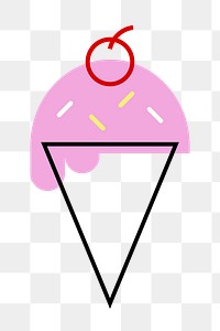 Ice-cream cone food png icon, line art design, transparent background