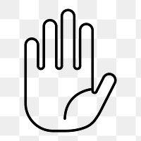 Stop hand sign png icon, line art design, transparent background