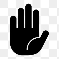 Stop hand sign png icon, line art design, transparent background