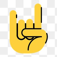 Rock n' roll hand png icon, line art design, transparent background