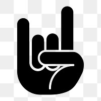 Rock n' roll hand png icon, line art design, transparent background