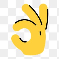 Okay hand sign png icon, line art design, transparent background