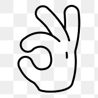 Okay hand sign png icon, line art design, transparent background