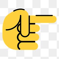 Pointing finger direction png icon, line art design, transparent background