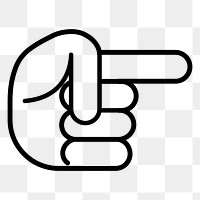 Pointing finger direction png icon, line art design, transparent background