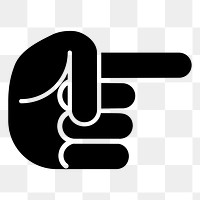 Pointing finger direction png icon, line art design, transparent background