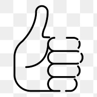 Thumbs up hand png icon, line art design, transparent background