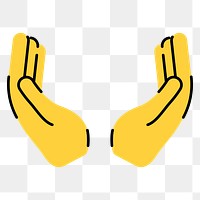 Praying hands png icon, line art design, transparent background