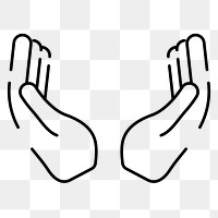 Praying hands png icon, line art design, transparent background