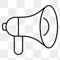 Megaphone marketing png icon, line art design, transparent background