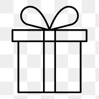 Gift box reward png icon, line art design, transparent background