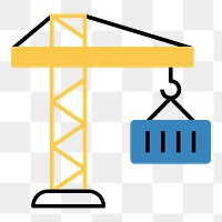 Construction crane png icon, line art design, transparent background