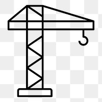 Construction crane png icon, line art design, transparent background