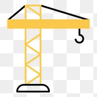 Construction crane png icon, line art design, transparent background