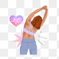 Woman exercising png sticker, health & wellness vector illustration transparent background