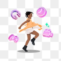 Kids dancing png sticker, vector illustration transparent background