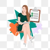 HR Businesswoman png sticker, vector illustration transparent background