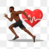 Cardio running png sticker, health & wellness vector illustration transparent background