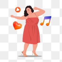 Woman dancing  png sticker, vector illustration transparent background