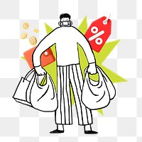 Doodle discount sales shopping png, transparent background