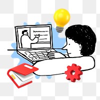 Doodle online learning course png, transparent background