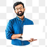 PNG Man using laptop , collage element, transparent background